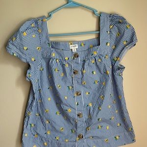 J Crew Lemon Striped Blouse